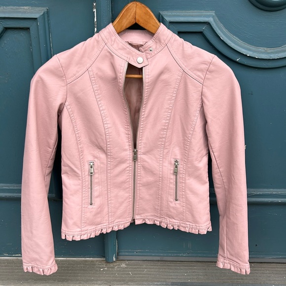 BACCINI pink vegan leather jacket in women’s petite small, excellent condition - Picture 2 of 13
